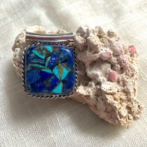 NEW Copper Lapis Lazuli, 925 Silver Pendant